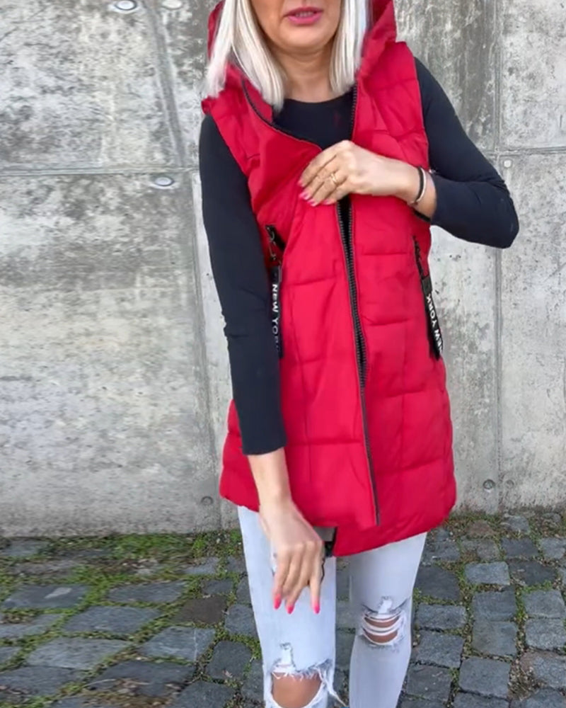 Mandy | Sleeveless Padded Jacket with Zippered Hood