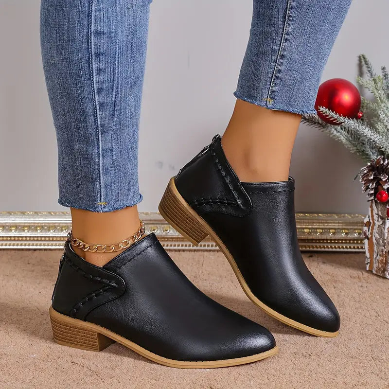 Melany | Retro Pointed Toe Short Boots